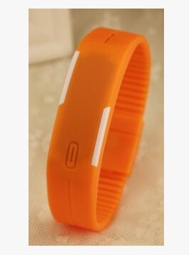 Led-rannekoru digitaaliset kellot miesten naisten lapsikello naisten rannekoru kellot kumiset urheilurannekellot saat: Oranssi
