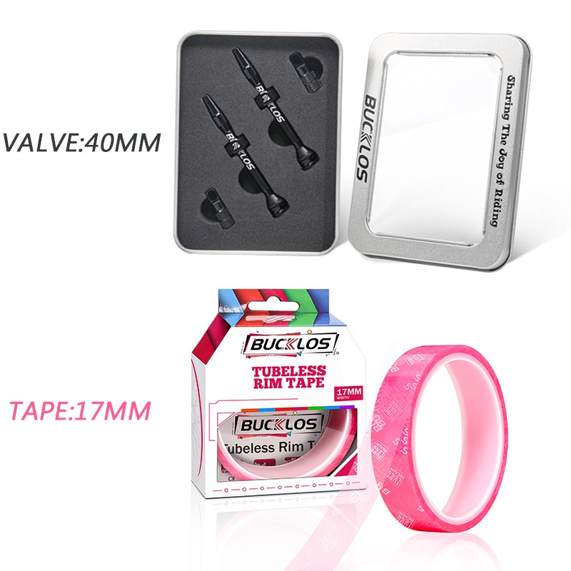 BUCKLOS 40MM 44MM Bike Tubeless Valve CNC Road Bicycle Presta Valve Bicycle Tubeless Rim Tape MTB F/V Valves Wheelset Tape Strip: WHITE