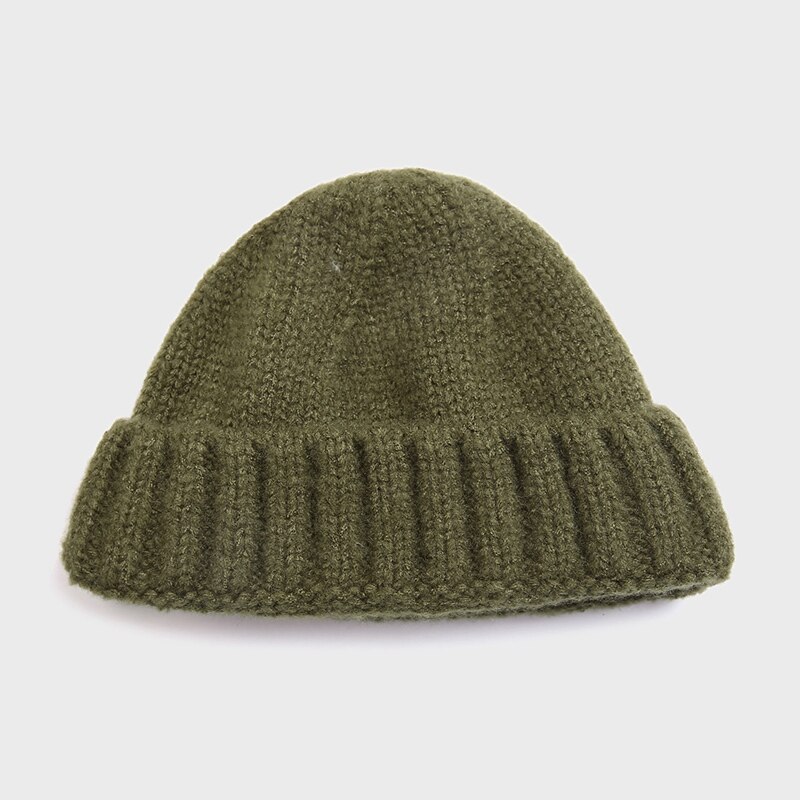 Unisex Ribbed Knitted Cuffed Short Melon Cap Solid Color Melon hat Skullcap Baggy Retro Ski Fisherman Docker Beanie Hat Slouchy: Army Green