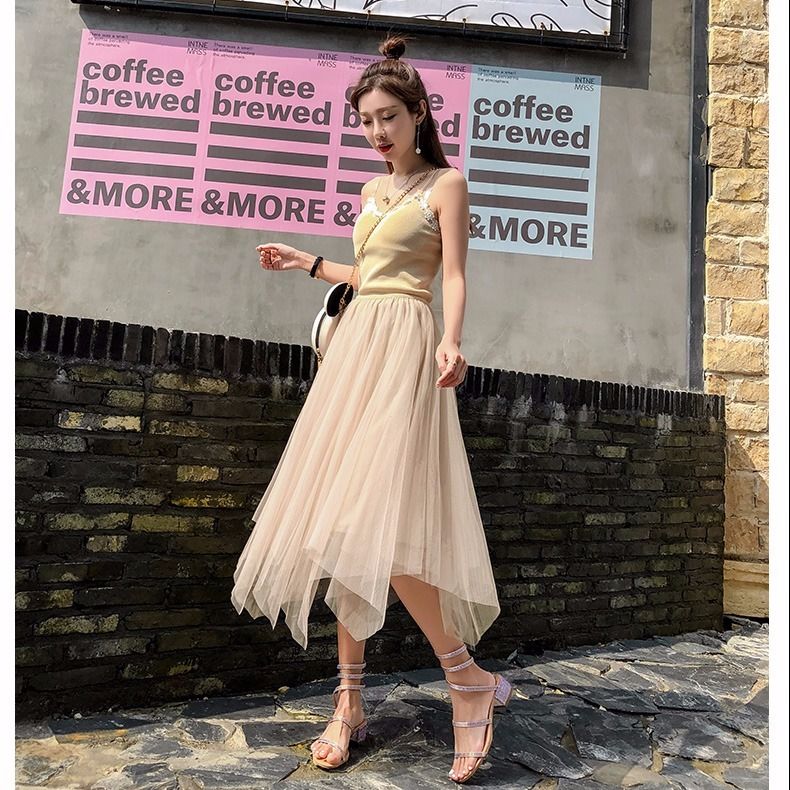 Zomer Half Lengte Elastische Rok Zwart Roze Mesh Rokken Voor Vrouwen Rok Kant Tule Bouffant Puffy Rok Mode Tutu Rokken