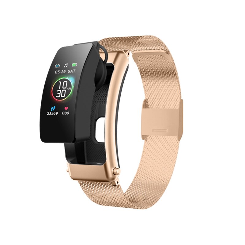 2022 K30 Draadloze Bluetooth Oortelefoon Smart Watch Gezondheid Tracker Stappenteller Fitness Armband Smart Polsband Bluetooth Headset: Goud