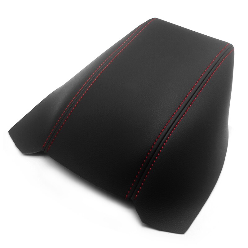 Til skoda octavia 2007 -  mikrofiber læder bil styling center armlæn konsol låg boks cover protector trim: Sort med rødt