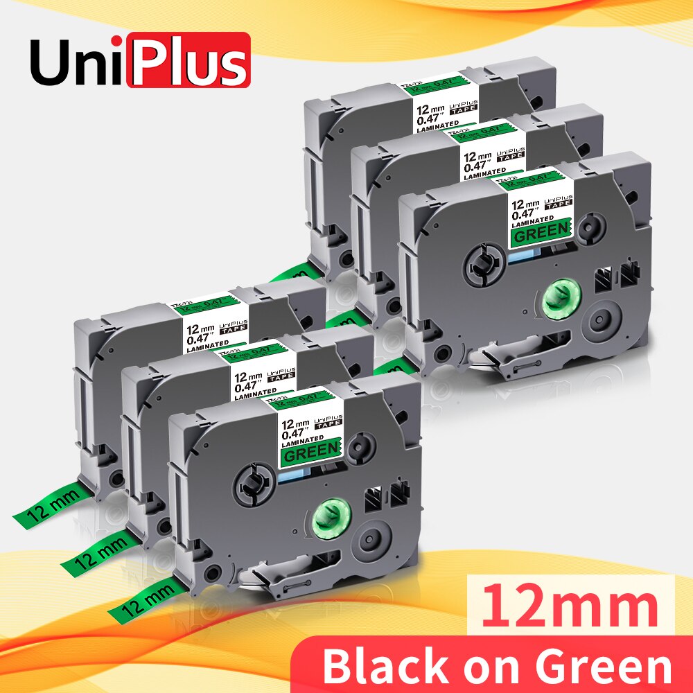 Uniplus 6PK 731 Zwart Op Groen Printer Lint Label Tape