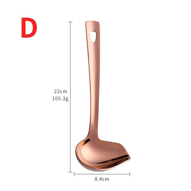 Cuillère à Sauce en acier inoxydable, cuillère à bec, petite louche à soupe, cuillère à huile, outil de cuisine: D