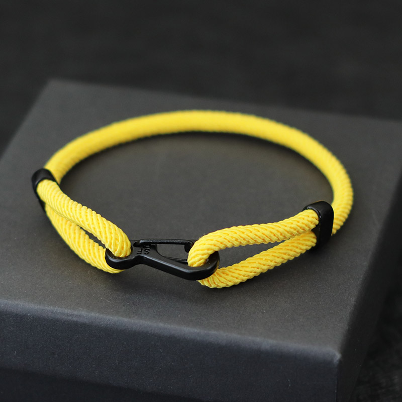 Pulsera de cuerda ajustable única para hombre y mujer, Brazalete Unisex de color negro con hebilla de aventura al aire libre, Brazalete rojo de la suerte, joyería de amistad,