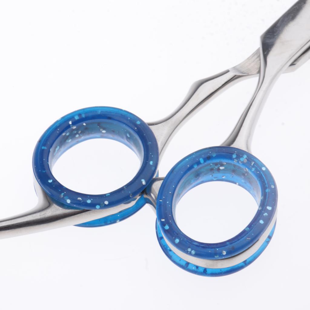 Lote de 10 unidades de tijeras para peluquería en colores surtidos, anillos de sujeción para dedo, insertos de goma blanda para anillos