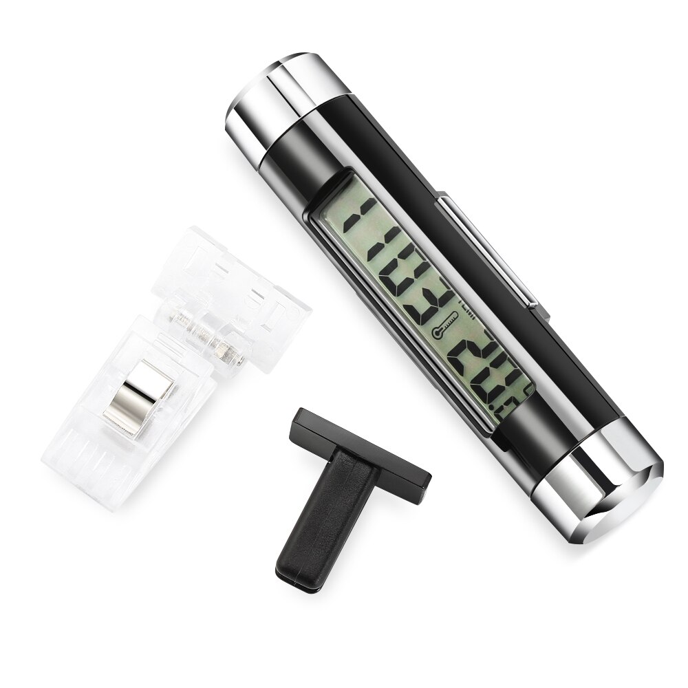 Reloj Digital LCD portátil 2 en 1 para coche, pantalla de temperatura, termómetro, retroiluminación azul automotriz con Clip