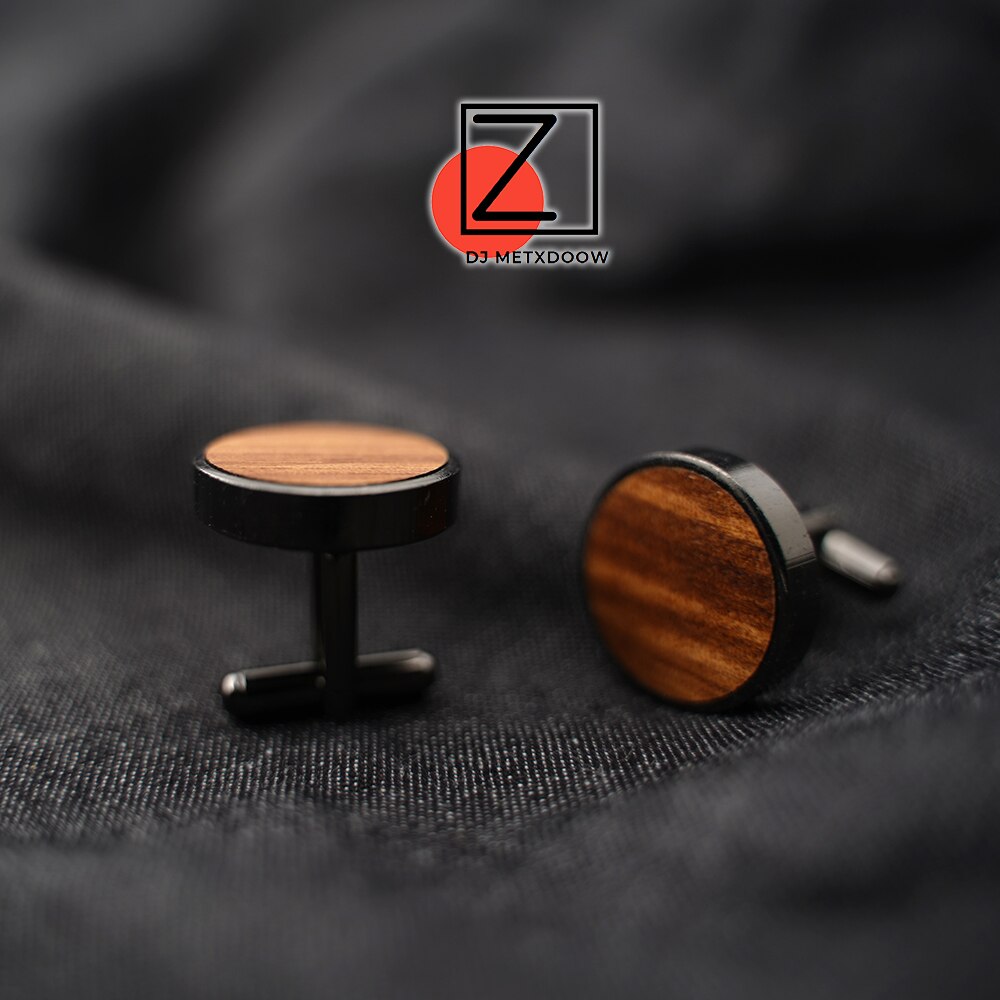 Wooden Cufflinks High-end Men's French Business Cuffs Solid Wood Pattern French Sleeve Nails Customization