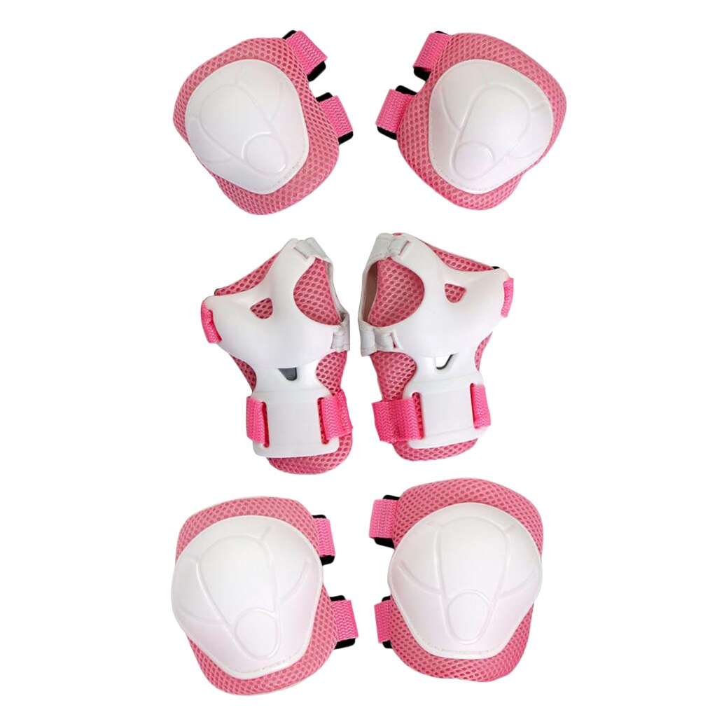 6 Pcs Kid Kind Rolschaatsen Fiets Skateboard Helm Knie Pols Guard Elleboog Pad Voor Sport Veiligheid Sportkleding Toegang: Pink