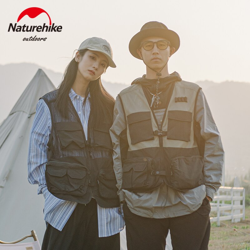 Visvesten voor Heren, Heren Outdoor Vest Meerdere Zakken Hol Camping Vissen Fotografie Vest Casual Uitloper,Navy blue,M