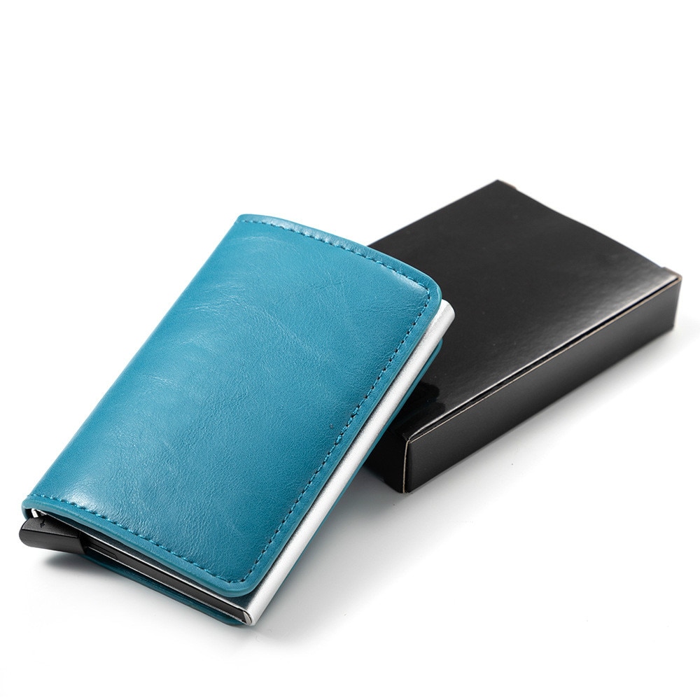 Zovyvol Veiligheid Smart Portemonnee Anti-Diefstal Mannen En Vrouwen Kaart Portemonnee Metalen Aluminium Solid Slim Kleine Korte Portemonnee cartera Mujer