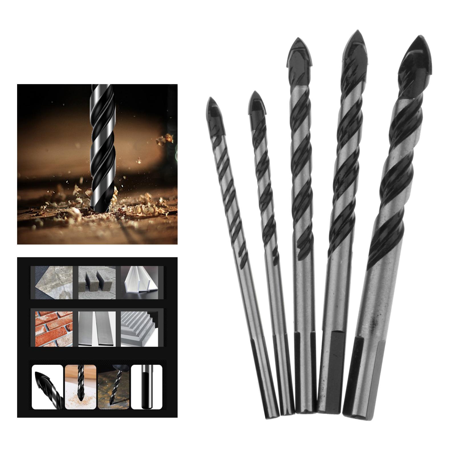 Taladro triangular de 5/7 uds, herramientas triangulares de taladro multiusos: Black 5PCS