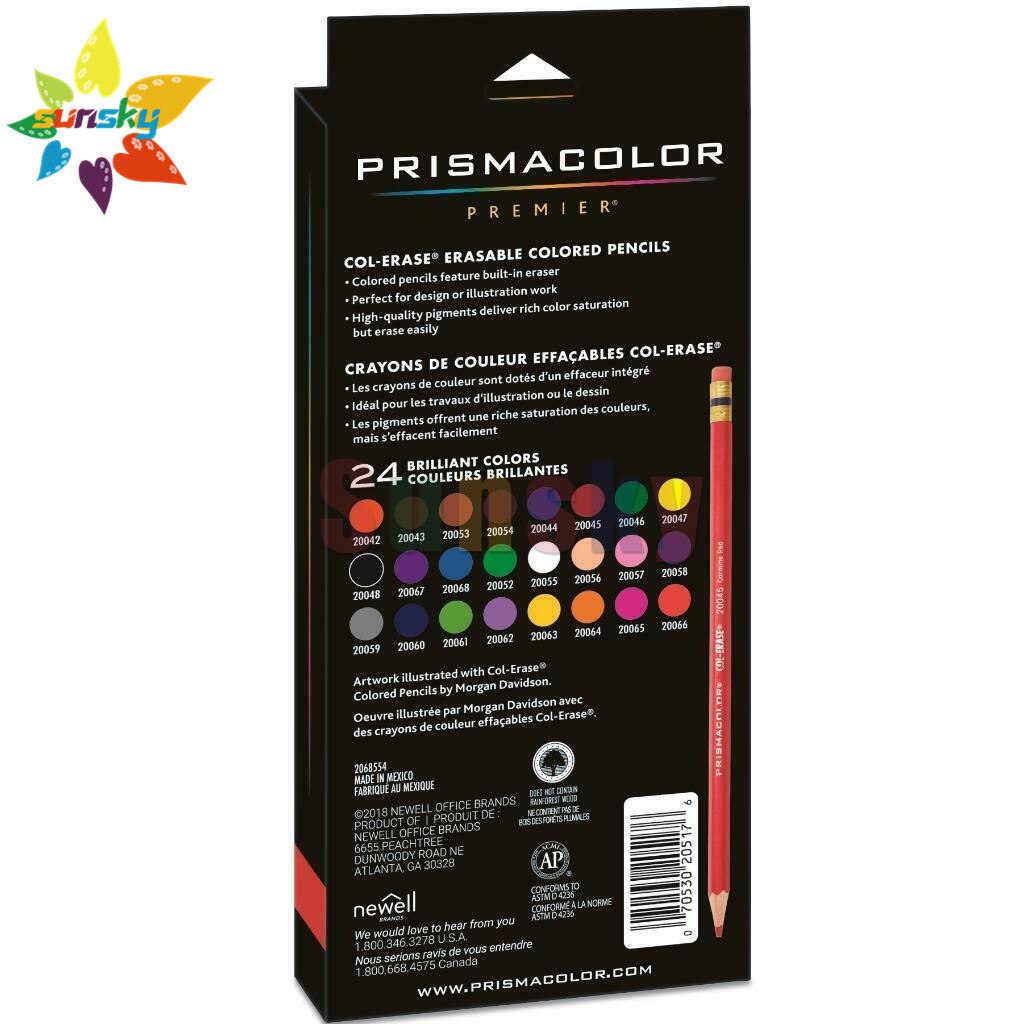 Prismacolor – ensemble de crayons de couleur effaçables Premier Col, 24 couleurs assorties, 20517