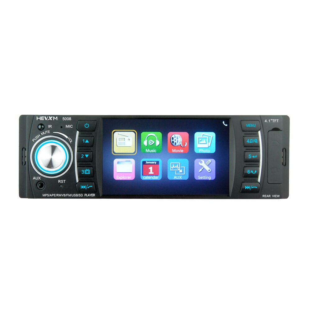 Reproductor de vídeo para coche, pantalla TFT LCD de 4,1 pulgadas, MP4, MP5, Bluetooth, Radio Estéreo, FM, SD/MMC, USB, sin cámara de visión trasera, 5008, MP5