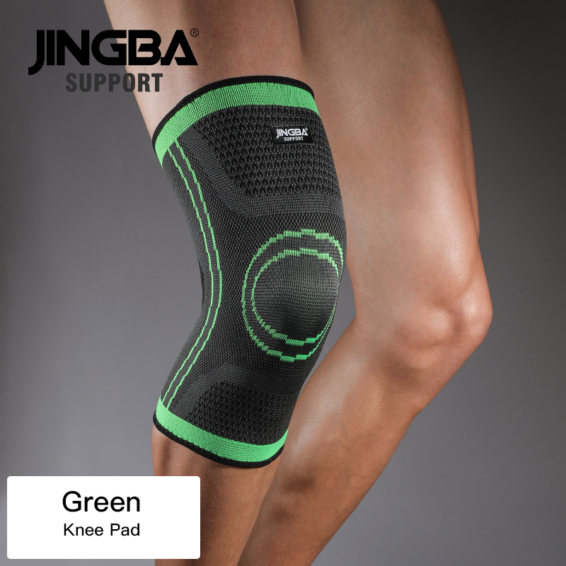 JINGBA SUPPORT Sports protective gear 1PCS Nylon basketball knee protector +wristband Support+ankle support+Elbow pads+hand guar: Green Knee pad