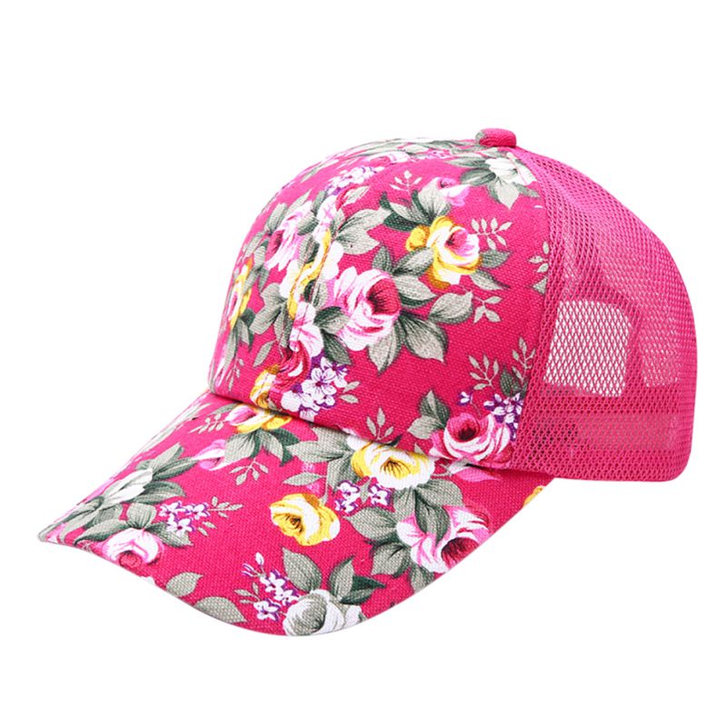 Mujer Floral sombrero gorra de béisbol de malla gorra de primavera y de ocio de verano visera de sol sombreros de sol Snapback gorras: MR