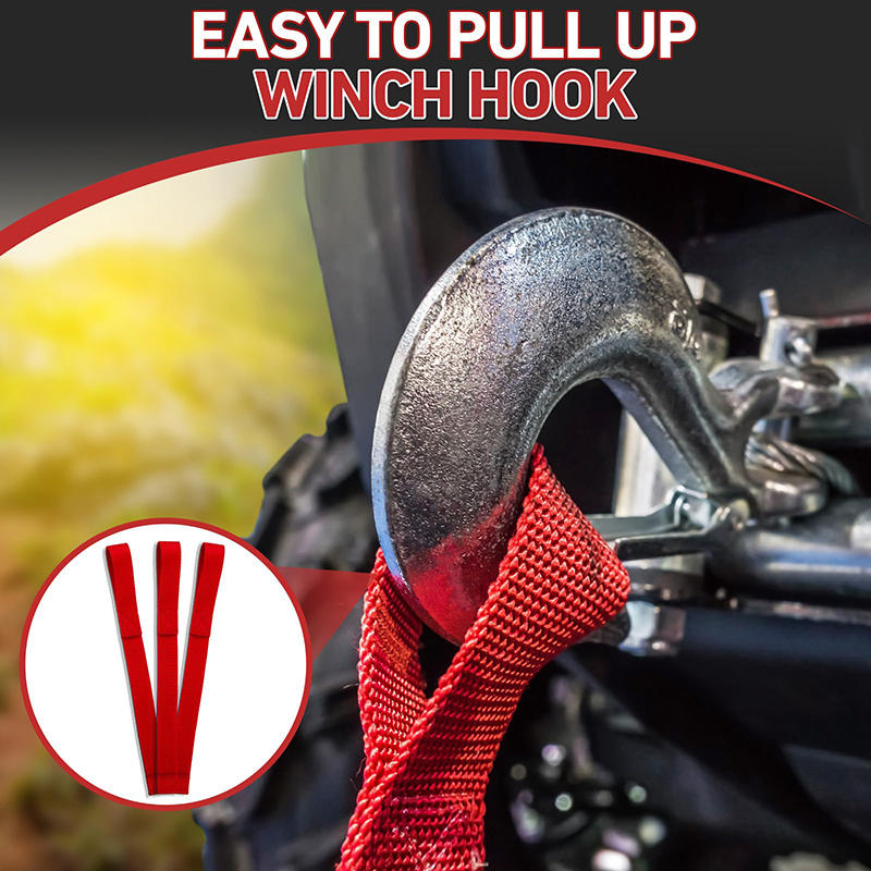 1/3x kraftiga röda vinschkrokar för dragremmar, skyddande öglor för bogserlina, tillbehör till atv, utv och lastbil