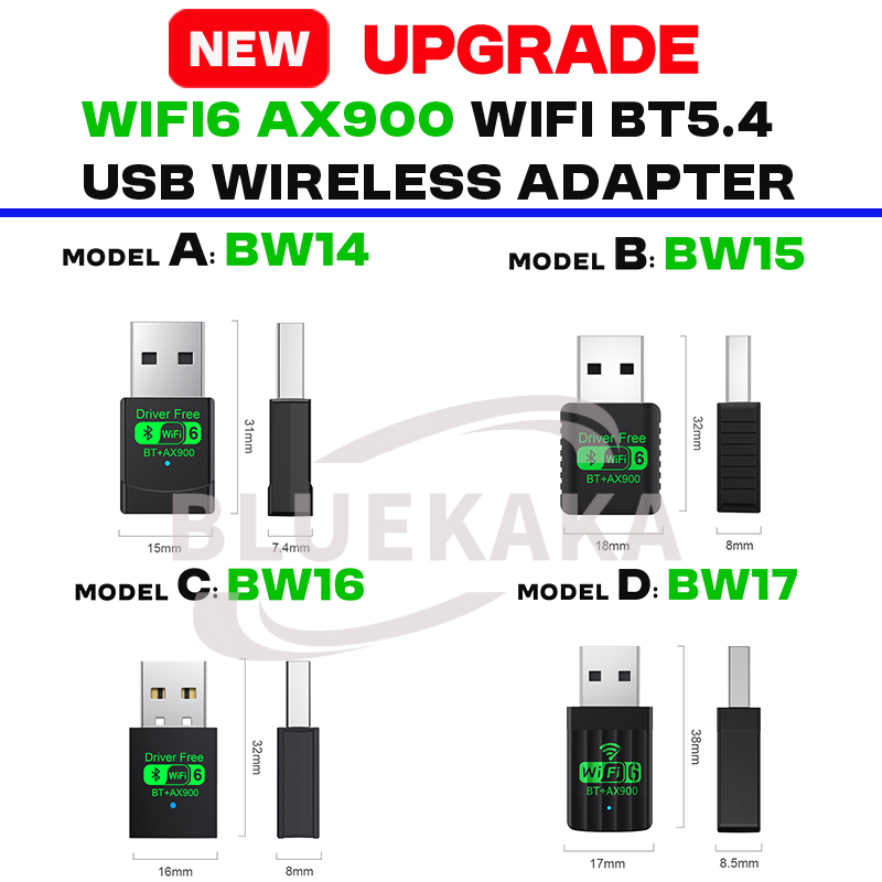 Upgrades Mini USB Wireless Bluetooth 5.4 Transmitter Receiver Adapter WiFi 6 Dongle 900Mbps Dual Band For PC Laptop Win10/11