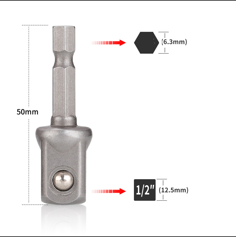 Socket Adapter Set Hex Shank to 1/4 3/8 1/2 Inch Impact Driver Drill Bits: C