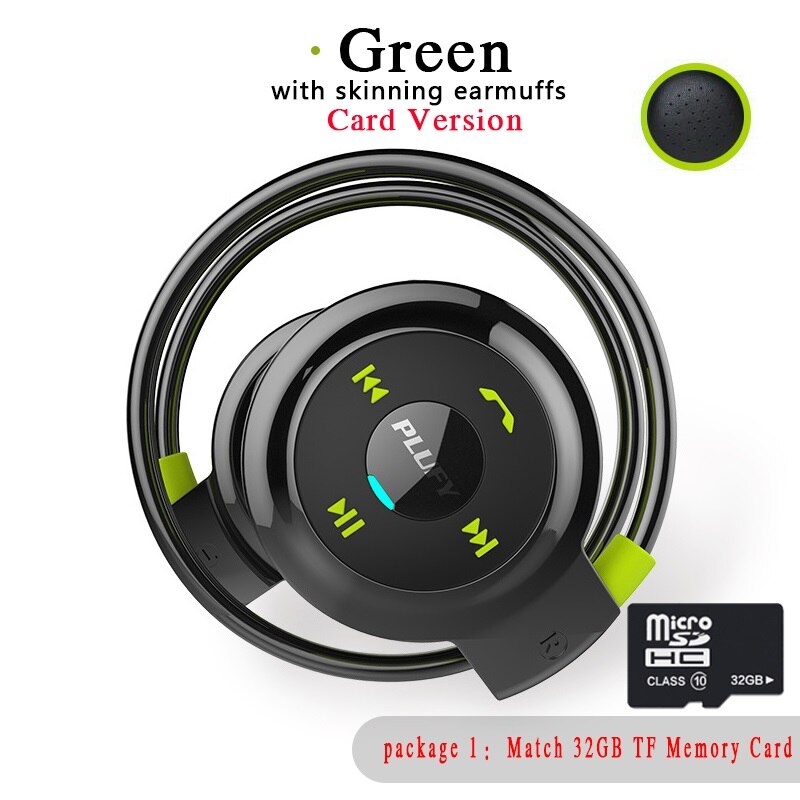 PLUFY Bluetooth earphone Wireless Headphones Sports Sweatproof Headset Auriculares Bluetooth Inalambrico Ecouteur Radio MP3: L7-2-Green-32GB