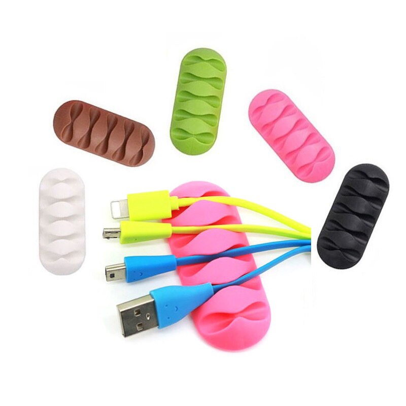 Kabel Winder Koord Organisator Oortelefoon Houder Charger Wire Vaststelling Apparaat Desktop Telefoon Kabels Siliconen Tie Fixer Wire Management: Random Color