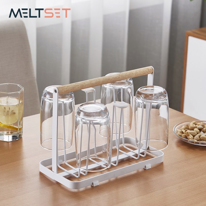6 kopjes glazen droogrek metalen glazen standaard houder opbergrek hangende glazen afdruiprek huishoudelijke beker organizer keukenbenodigdheden