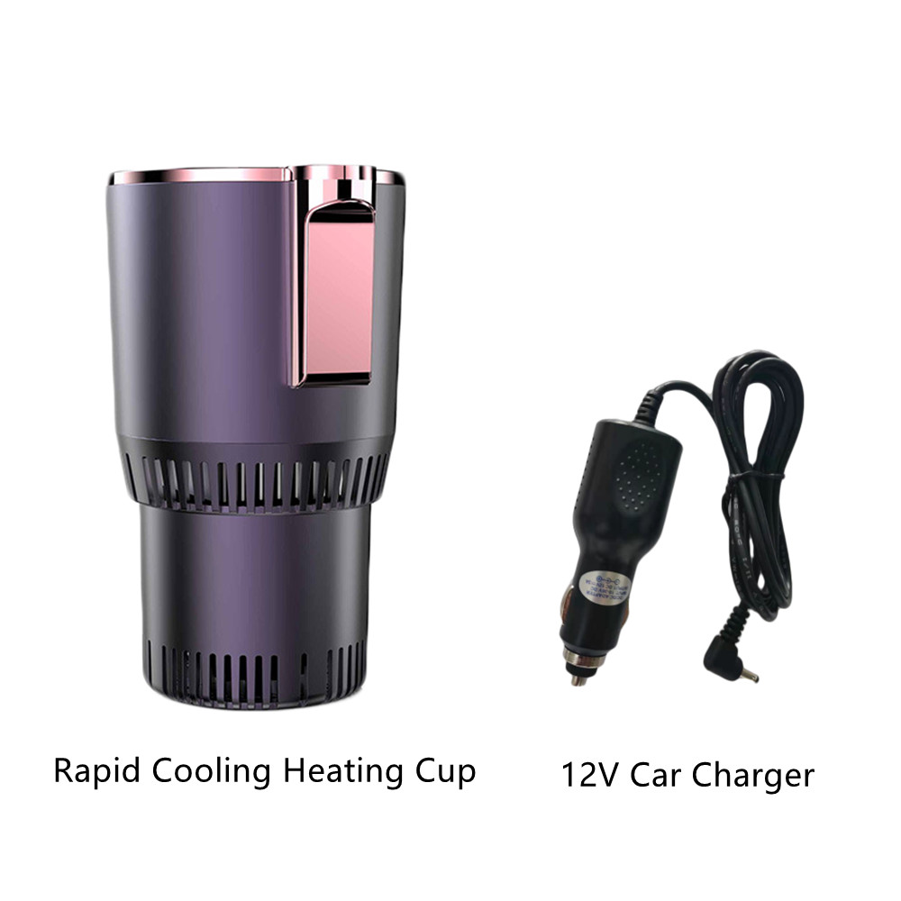 Smart &amp; Koud Cup Drankjes Houders Home Office Snelle Koeling Verwarming Isolatie Elektrische Cup Mini Koelkast Kan/Mok holde: Gold 12V Charger