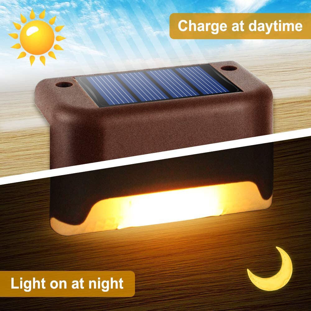 Luces Solares LED escalera de sendero luz exterior lámpara de paso jardín valla de patio pared paisaje lámpara Solar luz nocturna al aire libre
