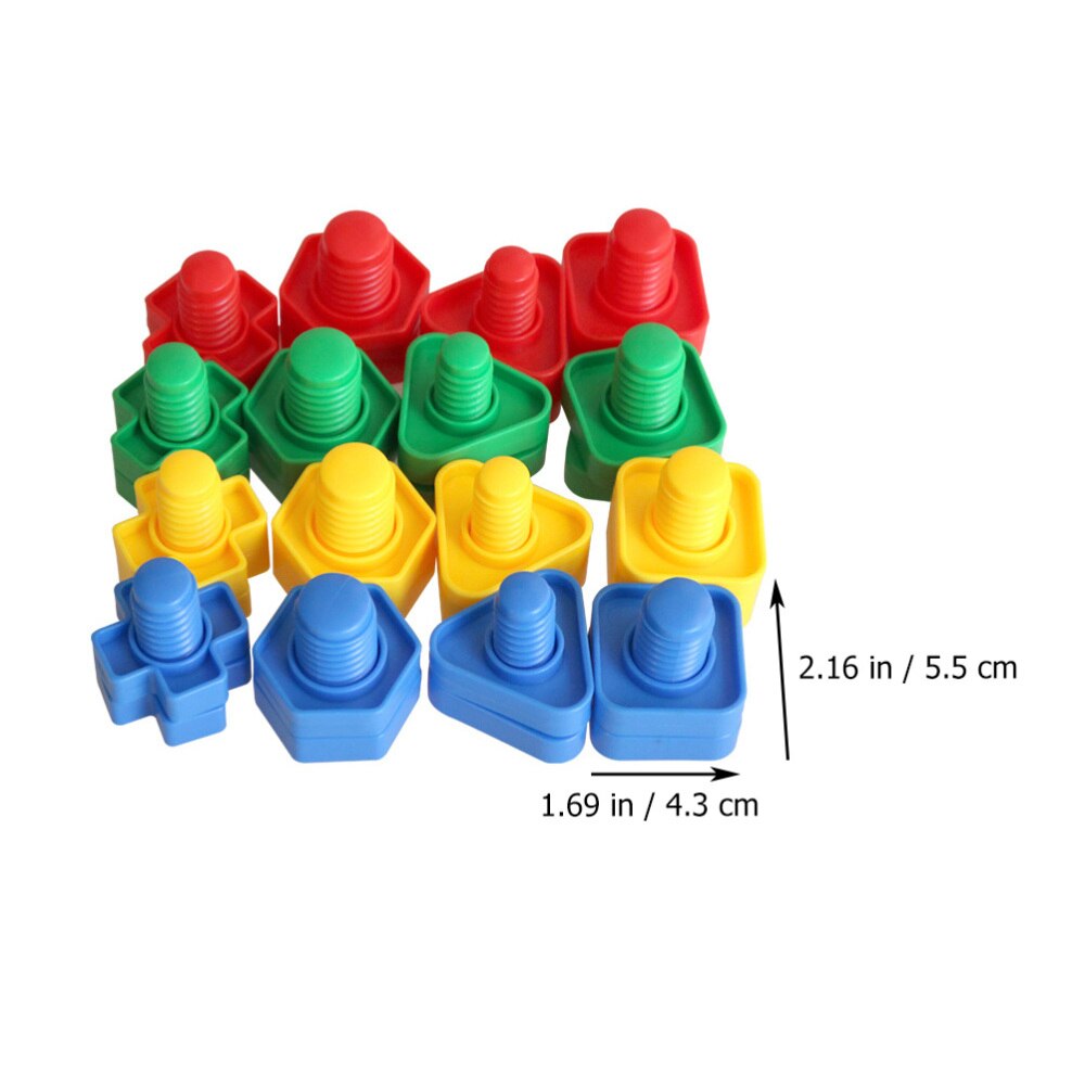 16 Pairs Plastic Colorful Screw Educational Toy Plastic Sturdy Color Match Toy Screw Nut Toy Screw Plaything