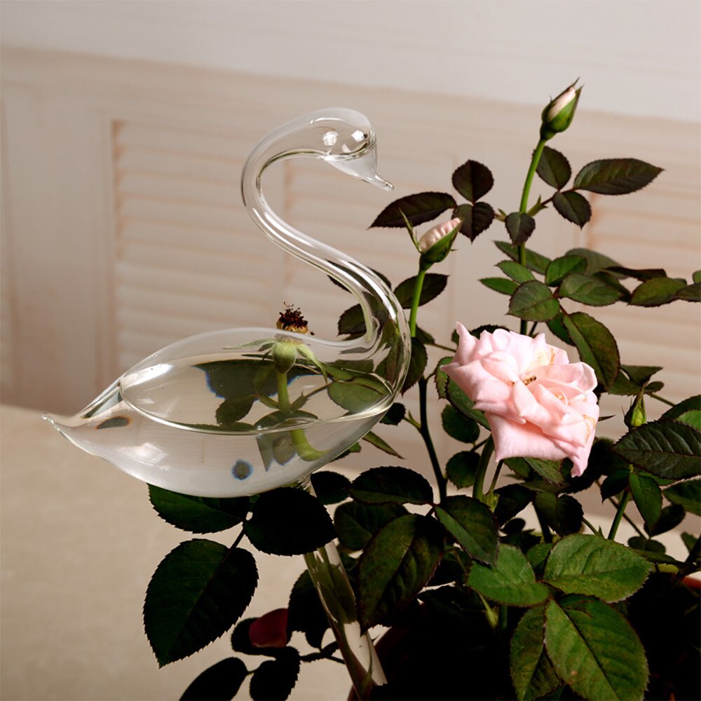 Glass Swan Automatic Watering Sprinkler device Garden Plant Water Cans Indoor Automatic Cute Swan Snail Swan Glass