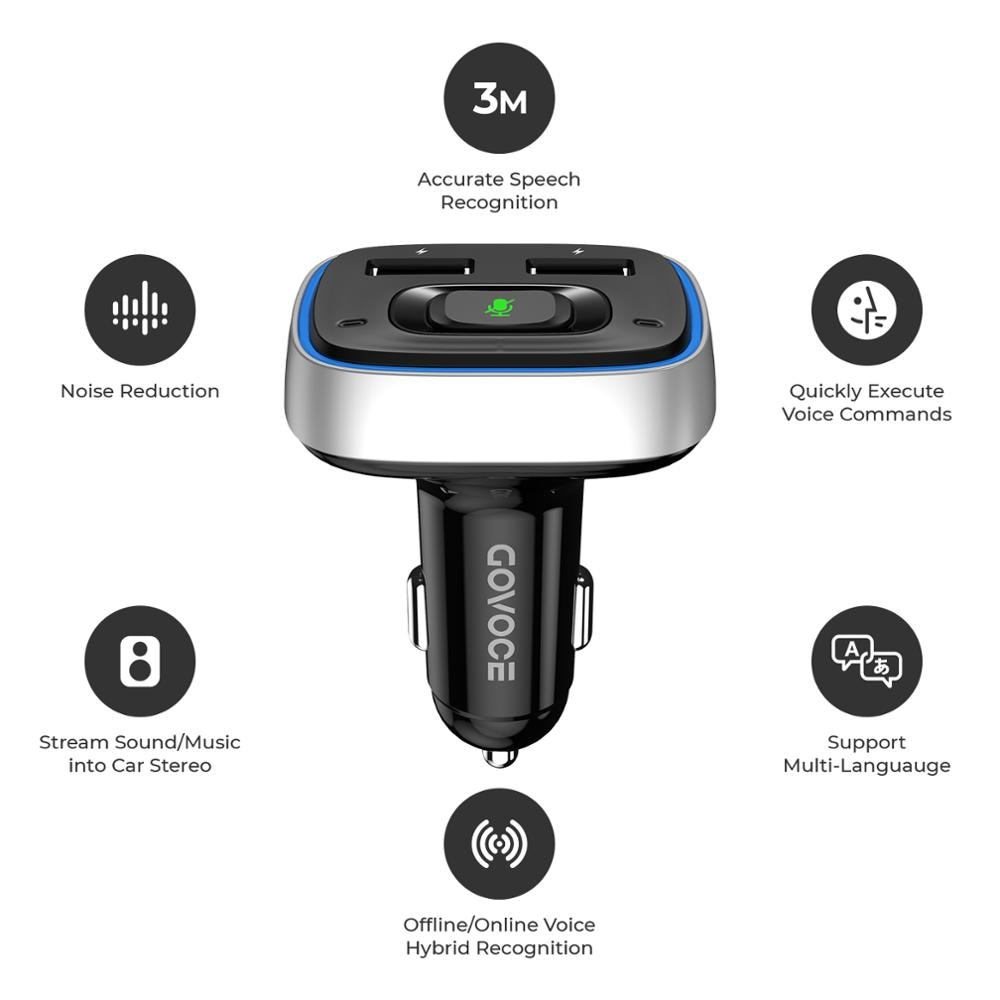 GoVoCE Bluetooth Auto Ladegerät Mit Siri & Google Stimme Kontrolle Drahtlose Auto Ladegerät USB Schnelle Usb-chargeres Für Telefon