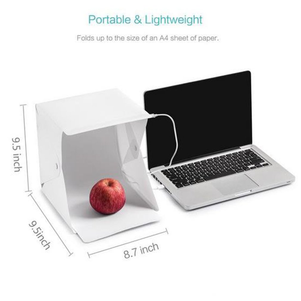 Mini folding lightbox fotografering fotostudie softbox led lys blød boks foto baggrundssæt lysboks til dslr kamera