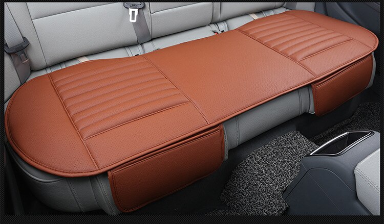 Funda de cuero PU para asiento de coche, almohadilla protectora antideslizante transpirable para las cuatro estaciones, Universal, conjunto de fundas para asiento de coche: PQ187OrangeRear