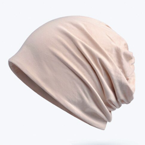 Casual beanie mænd kvinder forår sommer let tynd hat hjelm liner bomuld ansigtsmaske sports cykel hat åndbar: Beige
