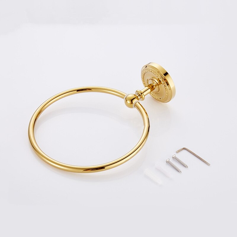 Gold/ Rose Gold Simple Copper Towel Ring Towel Bar Bathroom Hardware Accessories