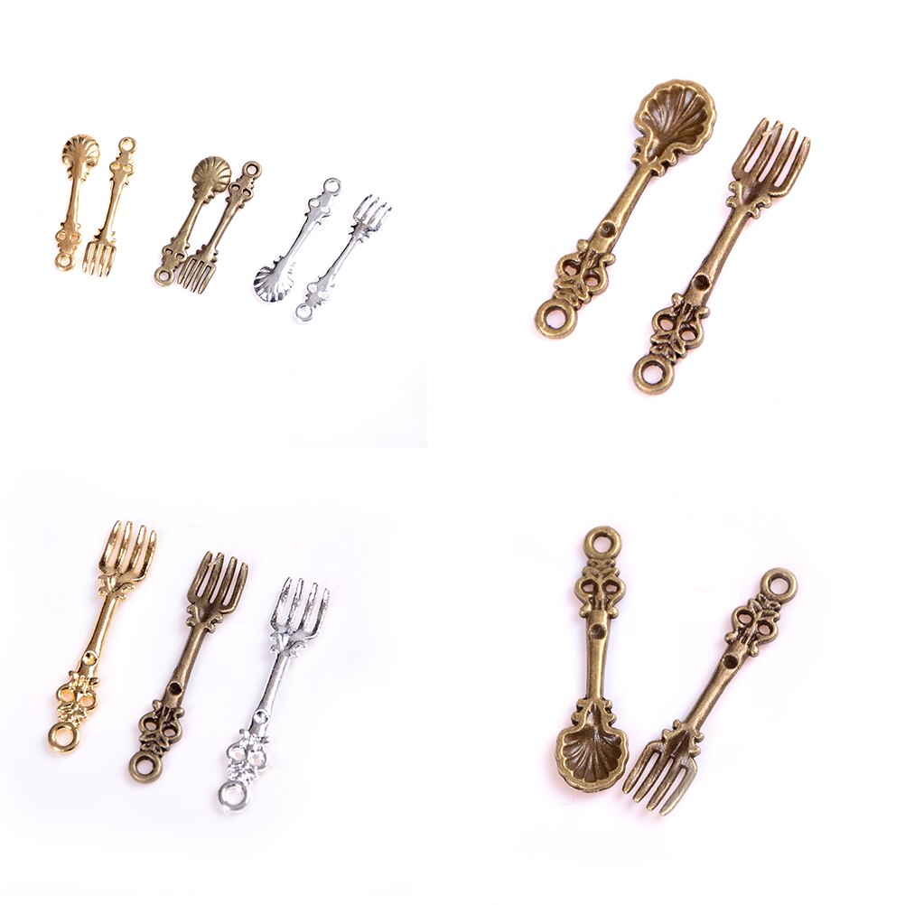 10pcs 1/12 Scale Dollhouse Tableware Kitchen Dining&Bar Fancy Silverware Small Coffee Spoon & Fork for Sweet Snacks Kitchen toys