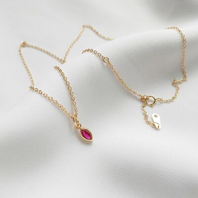 Rouge zircon coeur 925 en argent sterling collier simple à la collier pendentifs pour femmes bijoux à breloques: Default Title