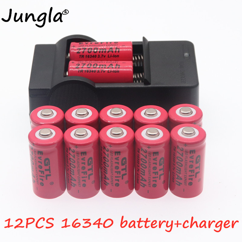 2700mAh Rechargeable 3.7V Li-ion 16340 Batteries CR123A batterie pour lampe de poche LED voyage chargeur mural pour 16340 CR123A batterie