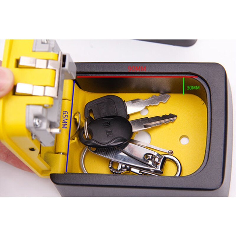 Metal nøgle låsekasse vægmonteret vandtæt kombinationsnøglesikker kasse til udendørs hus, nøgleopbevaringsboks med nulstillelig kode