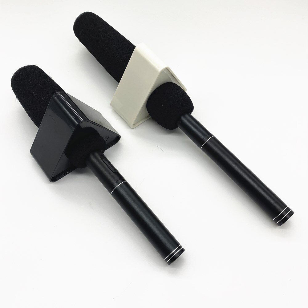 Schwarz-weißes loch, dreieckiges mikrofon, mikrofon für tv-interviews, logo, flagge, station, diy