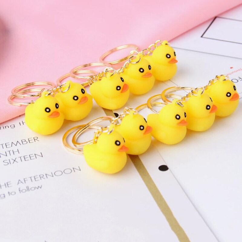 1pc Cute Yellow Duck Silicone Key Chain Bag Pendant Accessory Keyring Toys