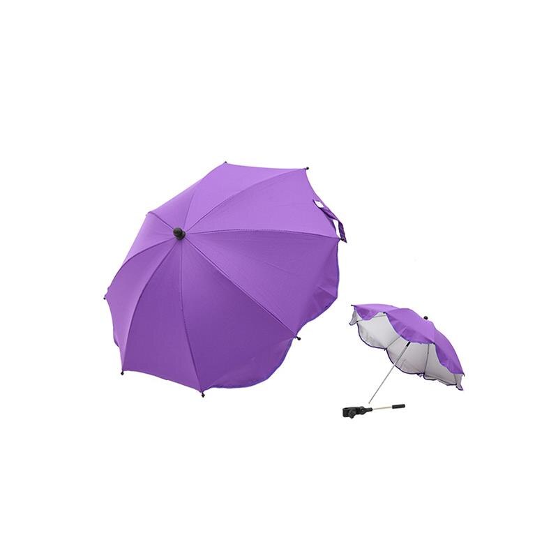 Seguro de manos libres ajustable desmontar parasol para cochecito protector solar, anti-UV de paraguas Clip cochecito de bebé de los niños al aire libre: Morado