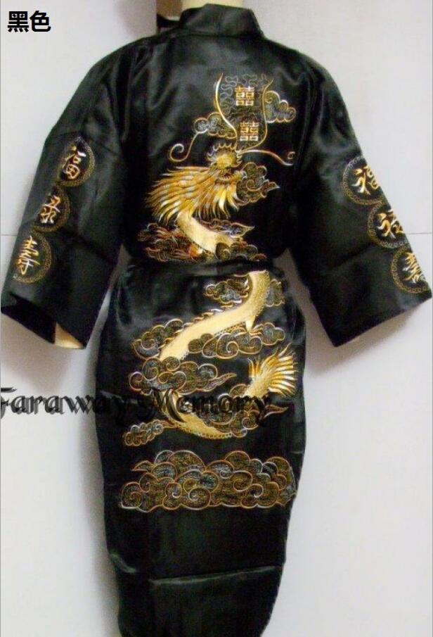 Luksus kimono badekåbe kjole hjemmetøj oversize mænd broderi kinesisk drage morgenkåbe mænd nattøj løst nattøj: Wyh -2957-2 / Xl