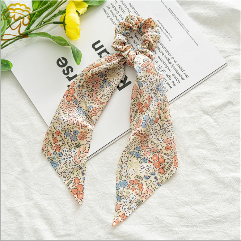 Druck Bogen Satin- Mädchen Elastische Haar Bands Haar Zubehör Lange Band Pferdeschwanz Schal Haar Krawatte Frauen Scrunchies Stirnband: Licht Grün