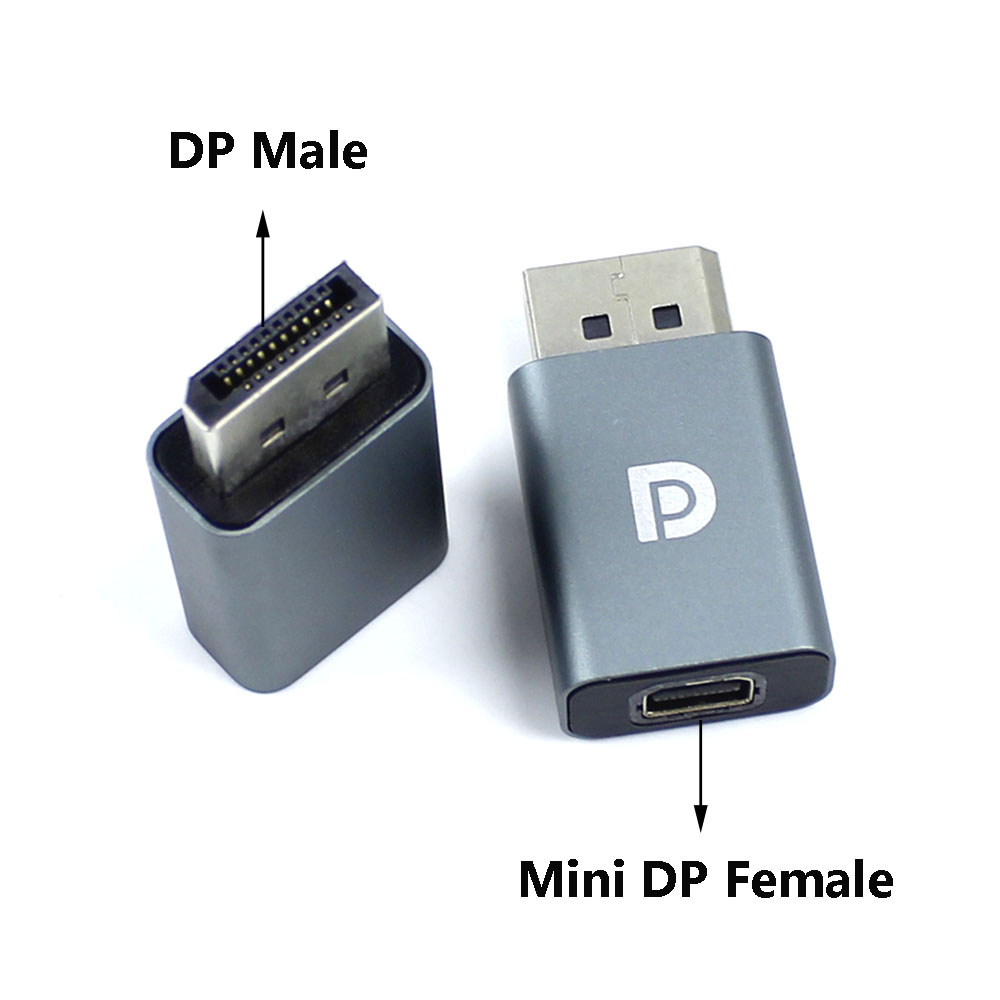 Aluminum Displayport Micro/Mini DP to HDMI-compatible Adapter 4K@60Hz HDMI male to HDMI female For PC Laptop Projector Converter: army green