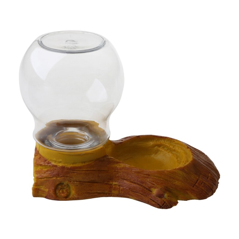 Pet Reptile Automatic Waterer Feeder Basin Simulation Bark Turtle Lizard Bowl