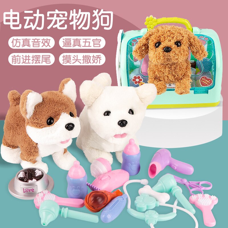 Elektro Weichen Plüsch Roboter Hund Teddy Spielzeug Können Rinde gehen Vorwärts und Rückwärts Simulation Spielzeug für freundlicher