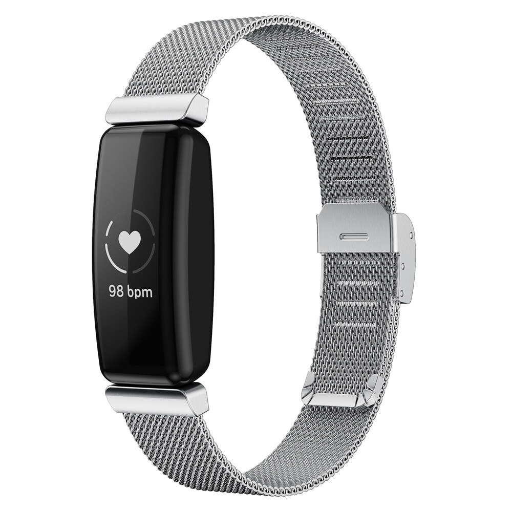 Wristband Strap For Fitbit Inspire 2 Smartwatch Stainless Steel Mesh Band Replacement Strap with buckle Bracelet Accessories: Silver