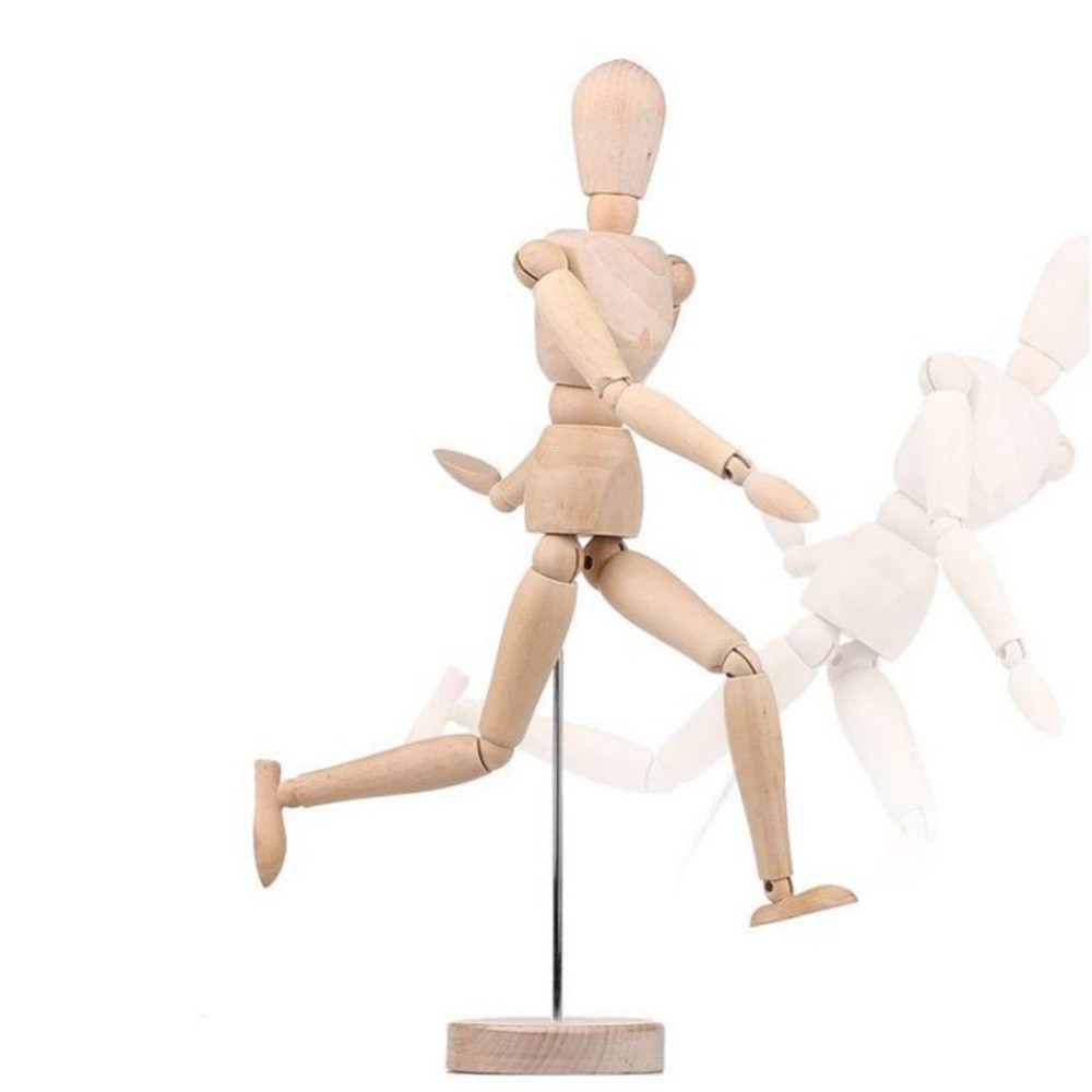 Wooden Mannequin Wood Manikin with Stand Artist Human Figure Articulated Model for Drawing or Desktop Decor 4.5/5.5/8/12 inch