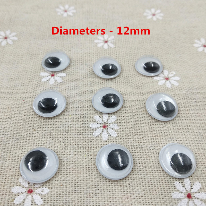 500pcs/lot Googly Eyes Stems Pompom Mixed Self-adhesive Eyes Glue On DIY For Toys Dolls Wiggly Eyeballs Scrapbooking Accessor: 12mm 500pcs